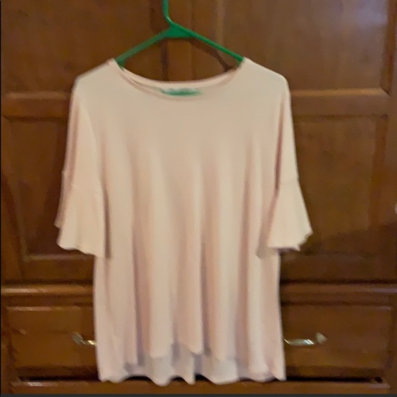 Sweet soft oversized flutter sleeve blush Tee sz L - Picture 5 of 5